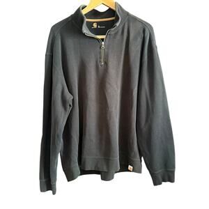CARHARTT | Black Relaxed Fit Quarter Zip Cotton Sweatshirt  Extra Large